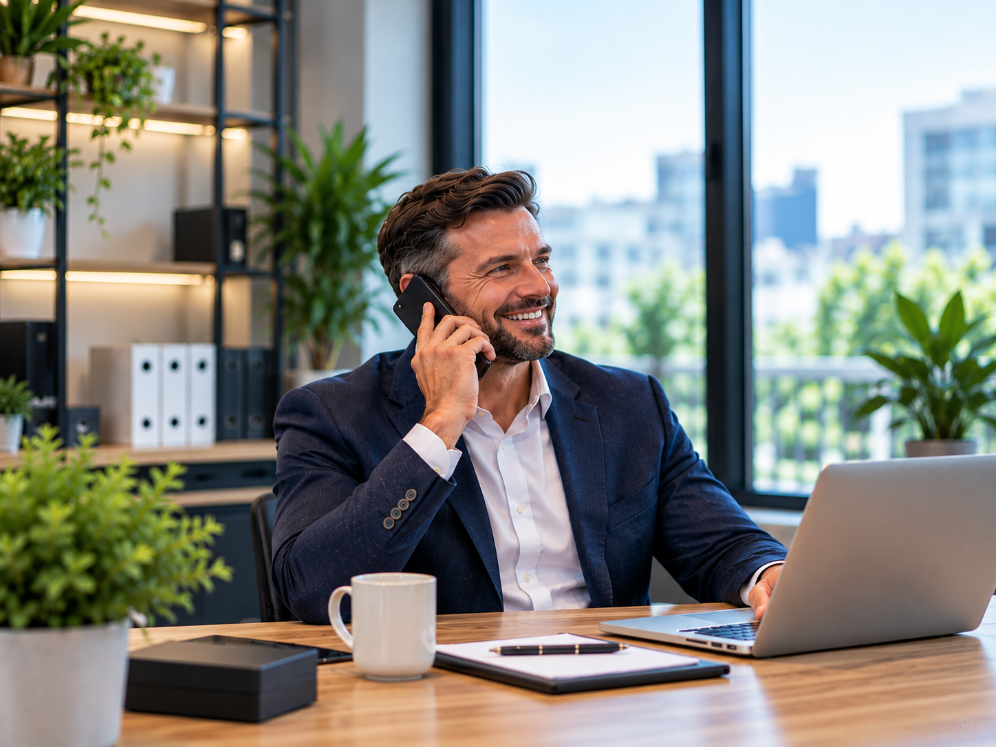Business adviser speaking with a customer